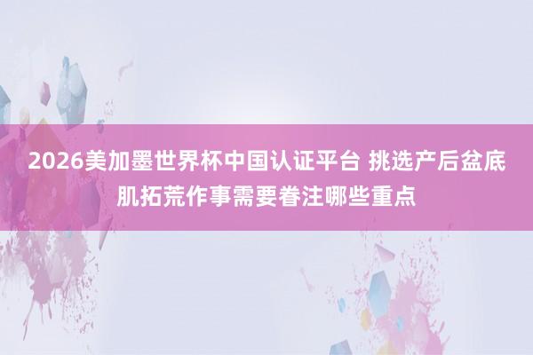 2026美加墨世界杯中国认证平台 挑选产后盆底肌拓荒作事需要眷注哪些重点