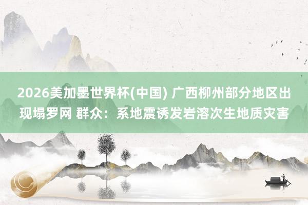 2026美加墨世界杯(中国) 广西柳州部分地区出现塌罗网 群众：系地震诱发岩溶次生地质灾害