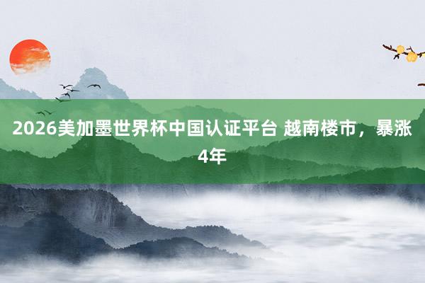 2026美加墨世界杯中国认证平台 越南楼市，暴涨4年