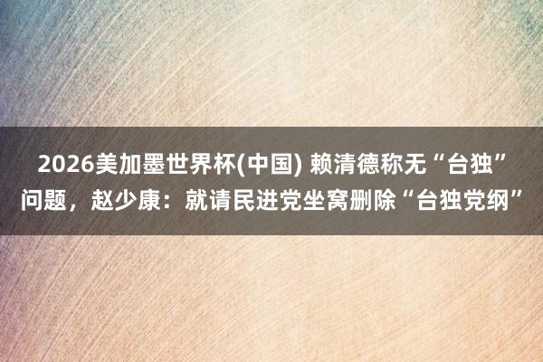 2026美加墨世界杯(中国) 赖清德称无“台独”问题，赵少康：就请民进党坐窝删除“台独党纲”