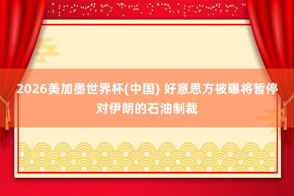 2026美加墨世界杯(中国) 好意思方被曝将暂停对伊朗的石油制裁