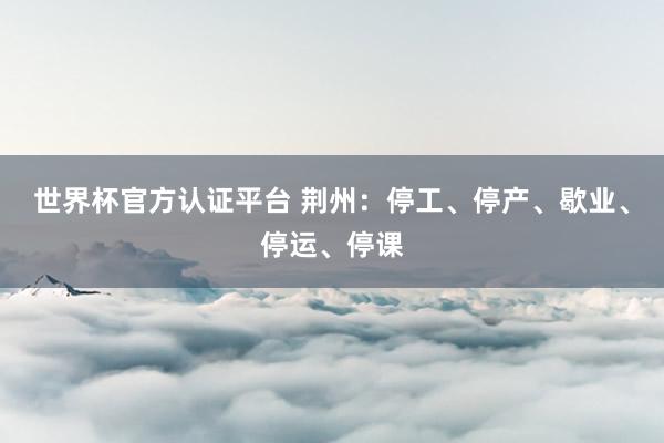 世界杯官方认证平台 荆州：停工、停产、歇业、停运、停课
