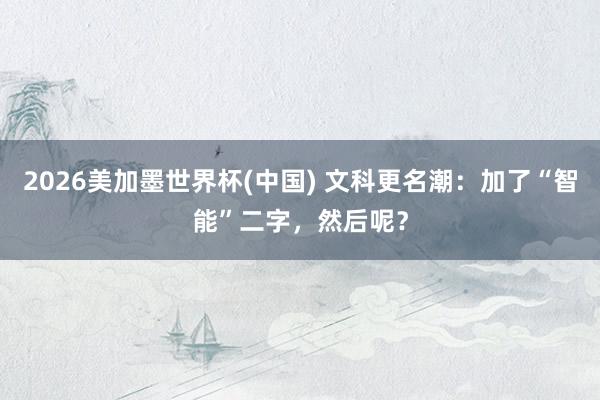 2026美加墨世界杯(中国) 文科更名潮：加了“智能”二字，然后呢？