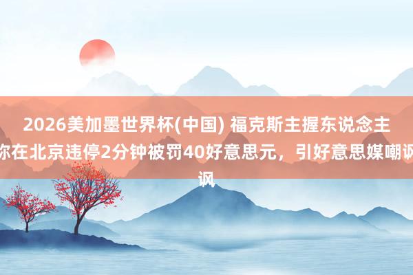 2026美加墨世界杯(中国) 福克斯主握东说念主称在北京违停2分钟被罚40好意思元，引好意思媒嘲讽