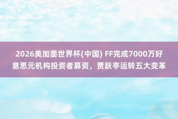 2026美加墨世界杯(中国) FF完成7000万好意思元机构投资者募资，贾跃亭运转五大变革