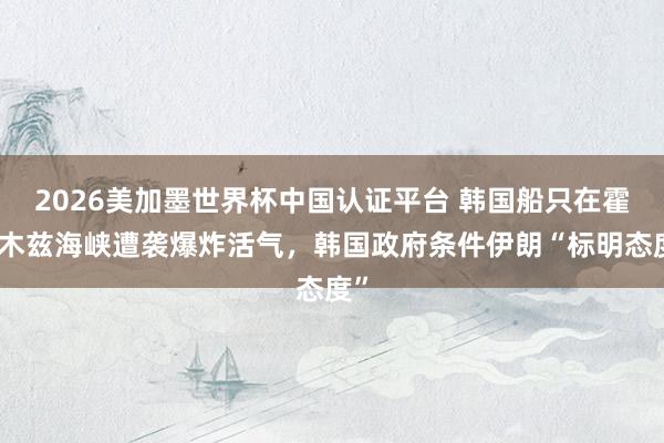 2026美加墨世界杯中国认证平台 韩国船只在霍尔木兹海峡遭袭爆炸活气，韩国政府条件伊朗“标明态度”