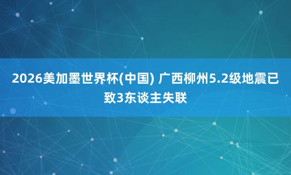 2026美加墨世界杯(中国) 广西柳州5.2级地震已致3东谈主失联
