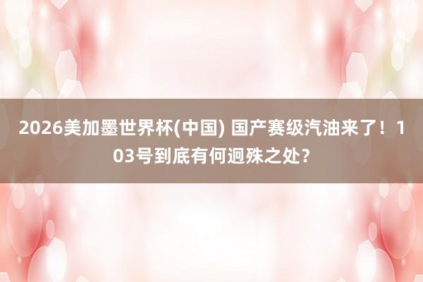 2026美加墨世界杯(中国) 国产赛级汽油来了！103号到底有何迥殊之处？