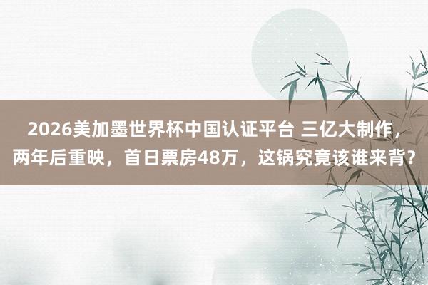 2026美加墨世界杯中国认证平台 三亿大制作，两年后重映，首日票房48万，这锅究竟该谁来背？