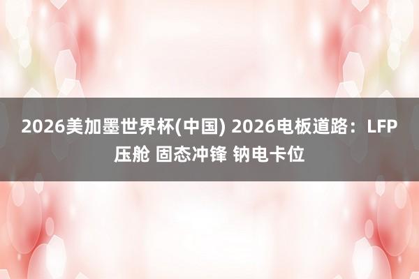 2026美加墨世界杯(中国) 2026电板道路：LFP压舱 固态冲锋 钠电卡位