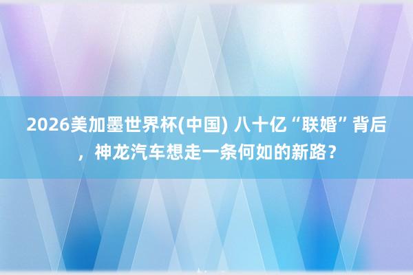 2026美加墨世界杯(中国) 八十亿“联婚”背后，神龙汽车想走一条何如的新路？