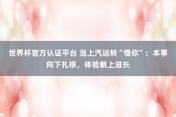世界杯官方认证平台 当上汽运转“懂你”：本事向下扎根，体验朝上滋长
