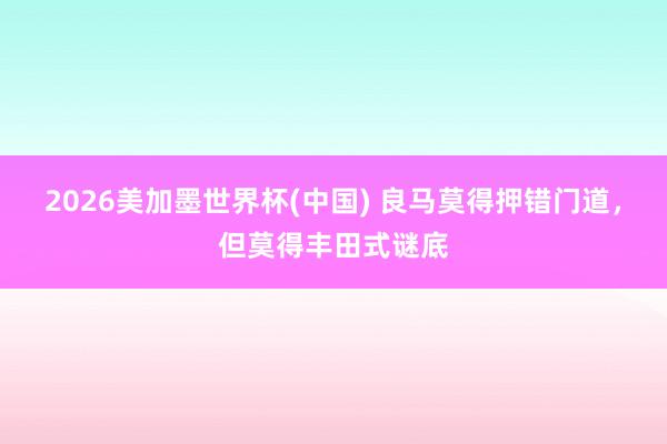2026美加墨世界杯(中国) 良马莫得押错门道，但莫得丰田式谜底