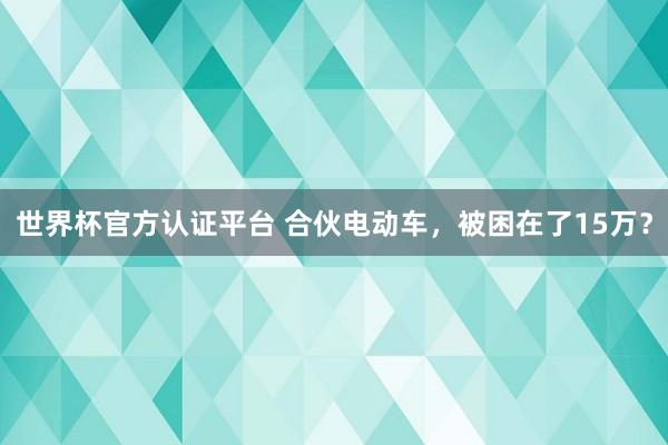 世界杯官方认证平台 合伙电动车，被困在了15万？