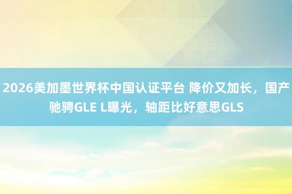 2026美加墨世界杯中国认证平台 降价又加长，国产驰骋GLE L曝光，轴距比好意思GLS