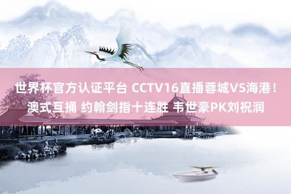 世界杯官方认证平台 CCTV16直播蓉城VS海港！澳式互捅 约翰剑指十连胜 韦世豪PK刘祝润
