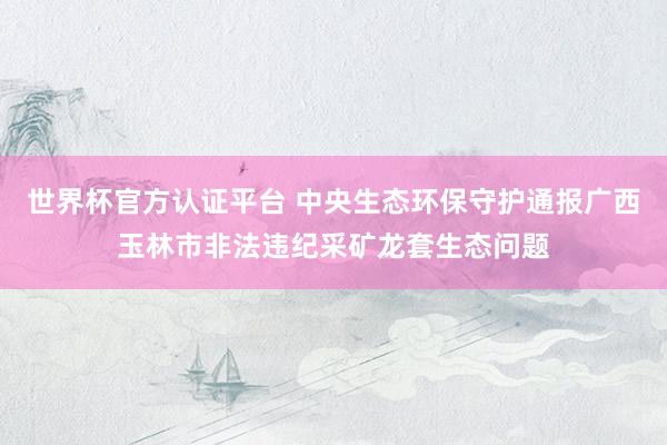 世界杯官方认证平台 中央生态环保守护通报广西玉林市非法违纪采矿龙套生态问题