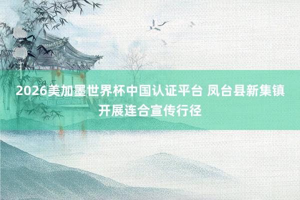 2026美加墨世界杯中国认证平台 凤台县新集镇开展连合宣传行径