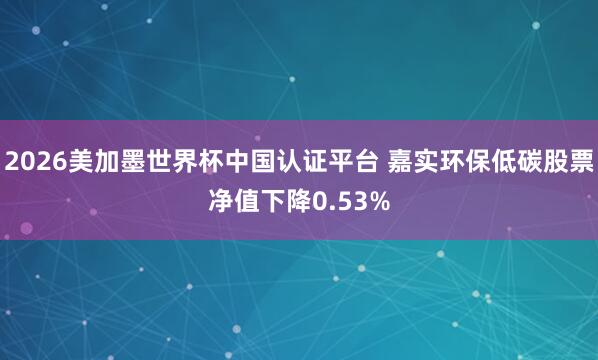 2026美加墨世界杯中国认证平台 嘉实环保低碳股票净值下降0.53%