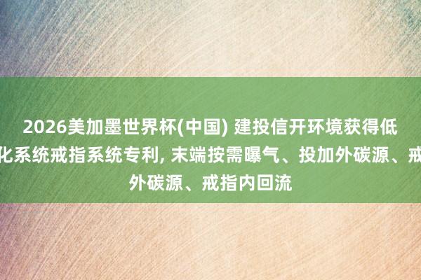 2026美加墨世界杯(中国) 建投信开环境获得低碳高效生化系统戒指系统专利， 末端按需曝气、投加外碳源、戒指内回流