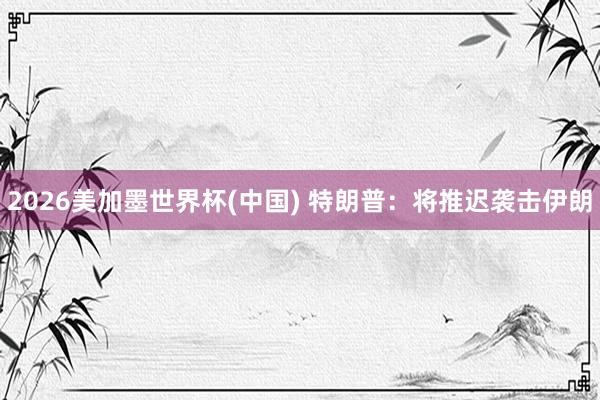 2026美加墨世界杯(中国) 特朗普：将推迟袭击伊朗