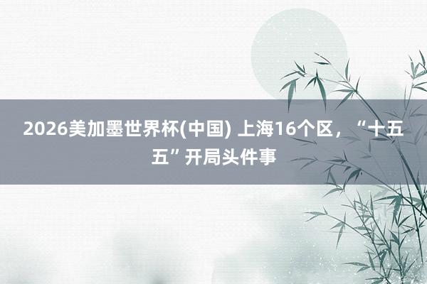 2026美加墨世界杯(中国) 上海16个区，“十五五”开局头件事
