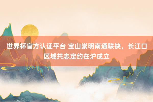 世界杯官方认证平台 宝山崇明南通联袂，长江口区域共志定约在沪成立
