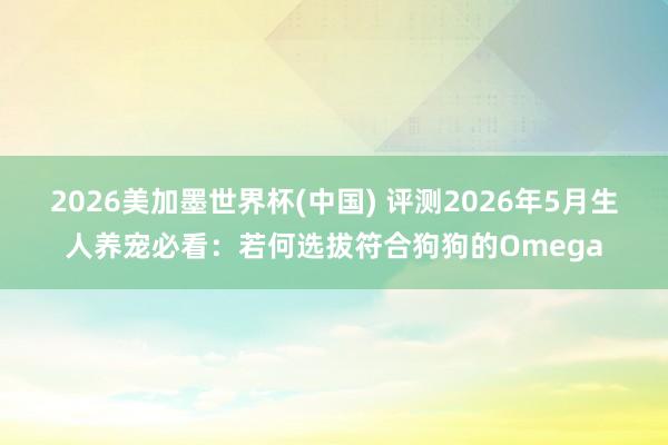 2026美加墨世界杯(中国) 评测2026年5月生人养宠必看：若何选拔符合狗狗的Omega