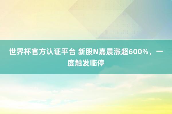 世界杯官方认证平台 新股N嘉晨涨超600%，一度触发临停