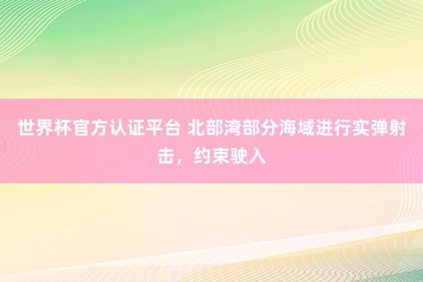世界杯官方认证平台 北部湾部分海域进行实弹射击，约束驶入