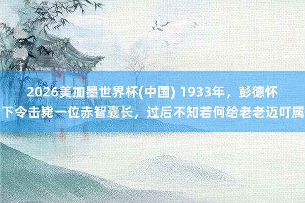 2026美加墨世界杯(中国) 1933年，彭德怀下令击毙一位赤智囊长，过后不知若何给老老迈叮属