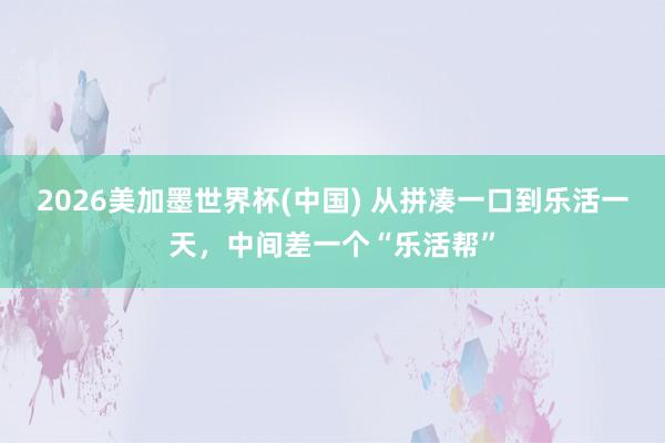 2026美加墨世界杯(中国) 从拼凑一口到乐活一天，中间差一个“乐活帮”