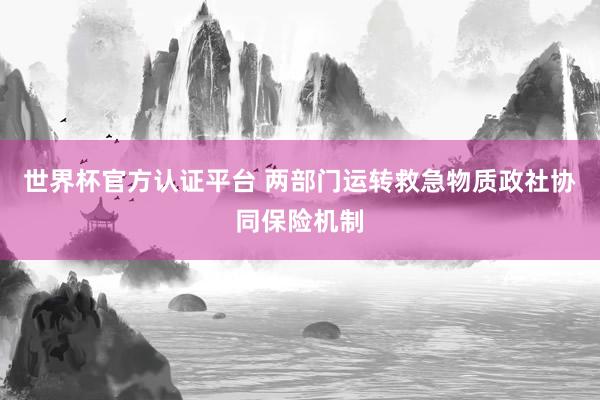 世界杯官方认证平台 两部门运转救急物质政社协同保险机制