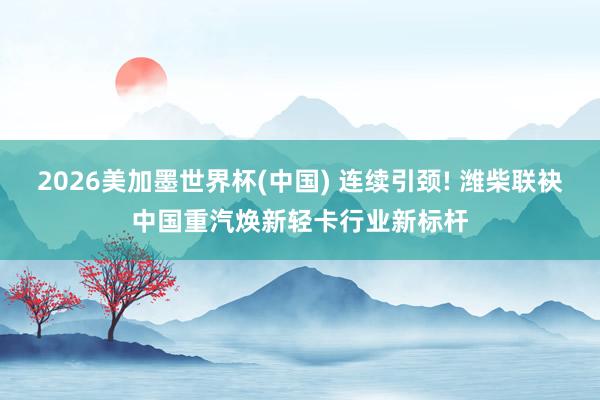 2026美加墨世界杯(中国) 连续引颈! 潍柴联袂中国重汽焕新轻卡行业新标杆
