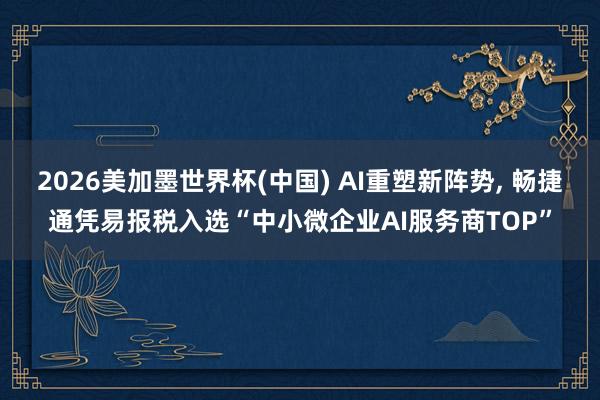 2026美加墨世界杯(中国) AI重塑新阵势， 畅捷通凭易报税入选“中小微企业AI服务商TOP”