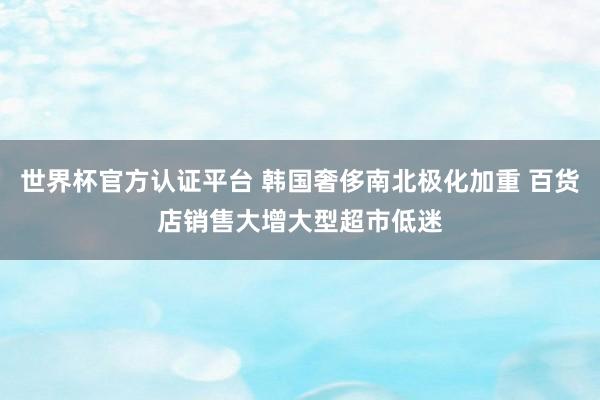 世界杯官方认证平台 韩国奢侈南北极化加重 百货店销售大增大型超市低迷