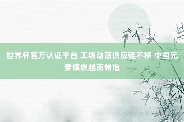 世界杯官方认证平台 工场动荡供应链不移 中国元素镶嵌越南制造