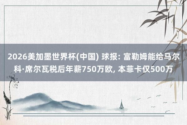 2026美加墨世界杯(中国) 球报: 富勒姆能给马尔科·席尔瓦税后年薪750万欧， 本菲卡仅500万