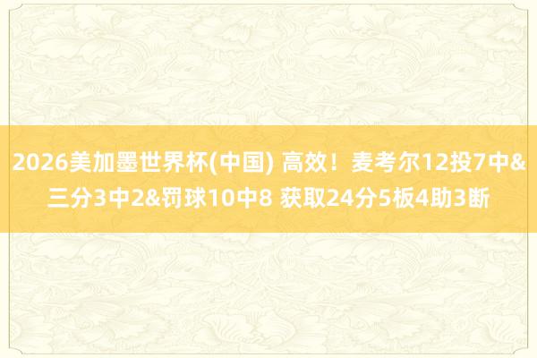 2026美加墨世界杯(中国) 高效！麦考尔12投7中&三分3中2&罚球10中8 获取24分5板4助3断