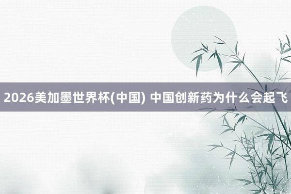 2026美加墨世界杯(中国) 中国创新药为什么会起飞
