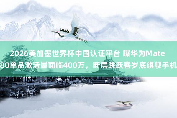 2026美加墨世界杯中国认证平台 曝华为Mate 80单品激活量面临400万，断层跳跃客岁底旗舰手机