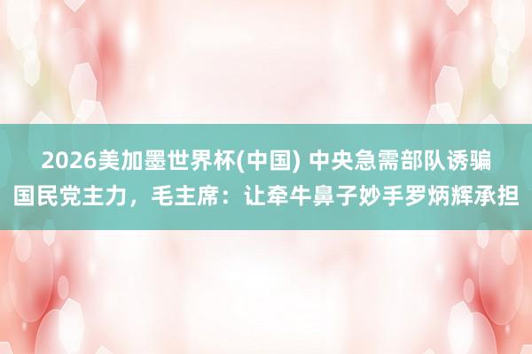 2026美加墨世界杯(中国) 中央急需部队诱骗国民党主力，毛主席：让牵牛鼻子妙手罗炳辉承担