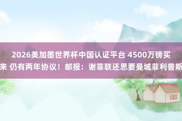 2026美加墨世界杯中国认证平台 4500万镑买来 仍有两年协议!邮报:谢菲联还思要曼城菲利普斯