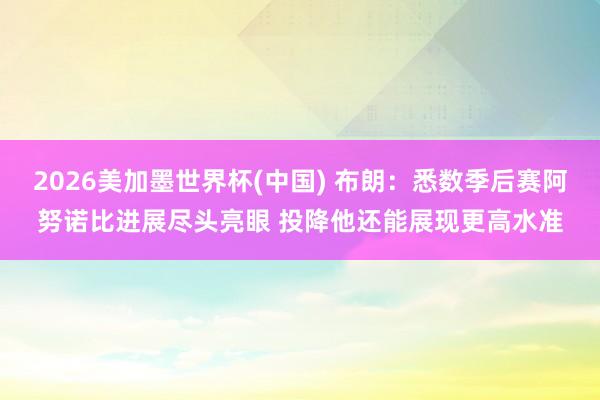 2026美加墨世界杯(中国) 布朗:悉数季后赛阿努诺比进展尽头亮眼 投降他还能展现更高水准