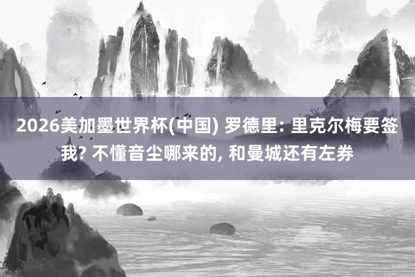 2026美加墨世界杯(中国) 罗德里: 里克尔梅要签我? 不懂音尘哪来的， 和曼城还有左券