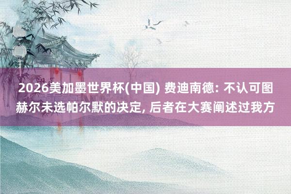 2026美加墨世界杯(中国) 费迪南德: 不认可图赫尔未选帕尔默的决定， 后者在大赛阐述过我方