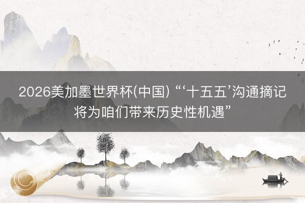 2026美加墨世界杯(中国) “‘十五五’沟通摘记将为咱们带来历史性机遇”