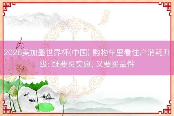 2026美加墨世界杯(中国) 购物车里看住户消耗升级: 既要买实惠， 又要买品性