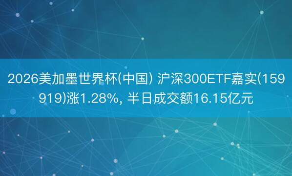 2026美加墨世界杯(中国) 沪深300ETF嘉实(159919)涨1.28%， 半日成交额16.15亿元