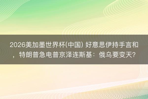 2026美加墨世界杯(中国) 好意思伊持手言和,特朗普急电普京泽连斯基:俄乌要变天?